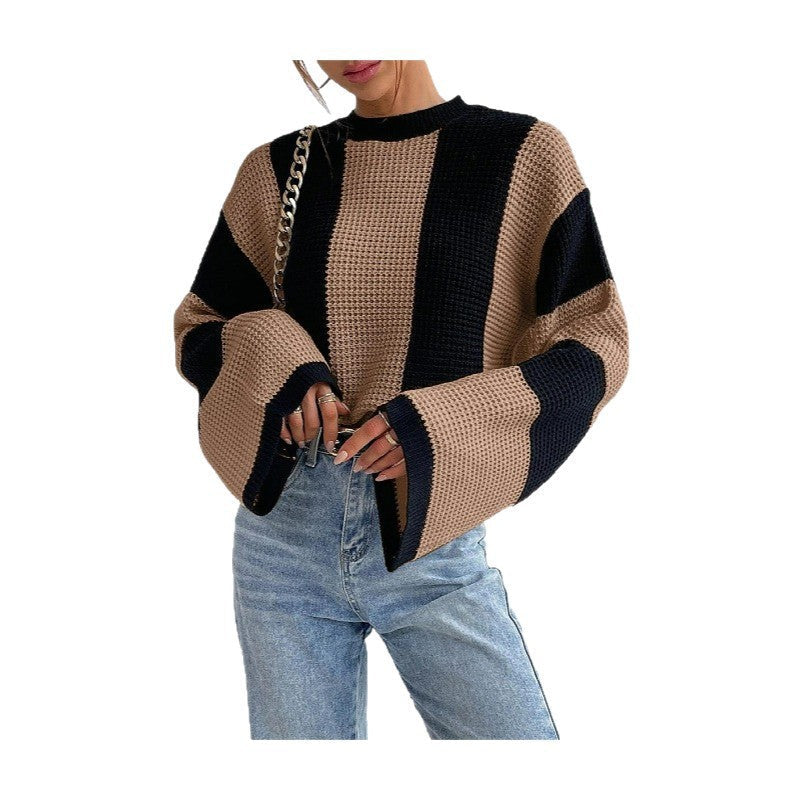 Women's Knit Pullover Sweater with Wide Sleeves