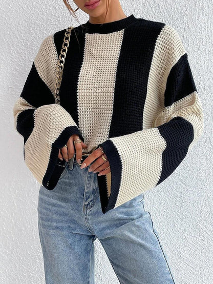 Women's Knit Pullover Sweater with Wide Sleeves