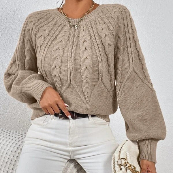 Women's Knit Sweater with Cable Knit Design