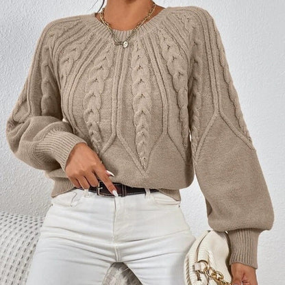Women's Knit Sweater with Cable Knit Design