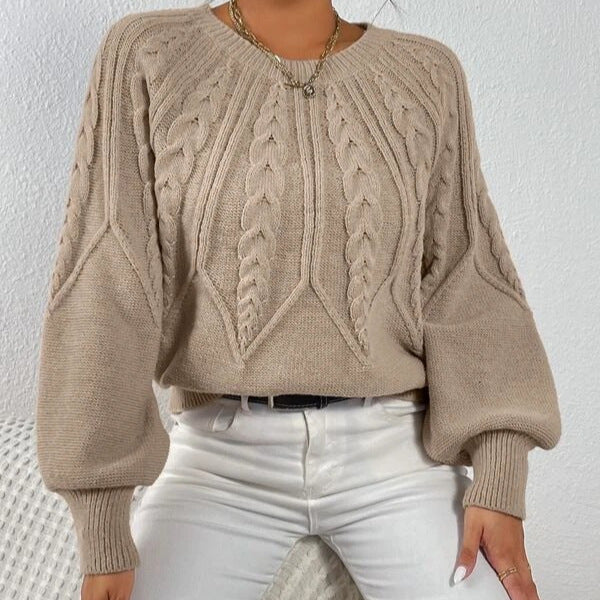 Women's Knit Sweater with Cable Knit Design