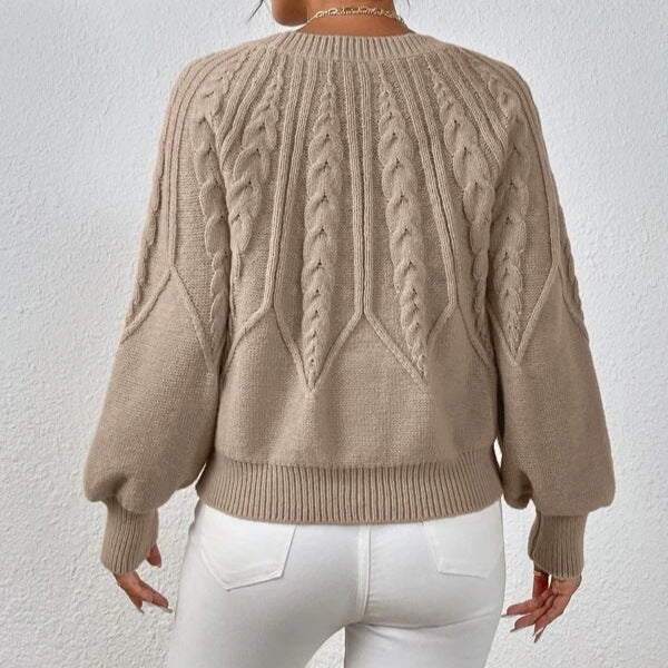 Women's Knit Sweater with Cable Knit Design