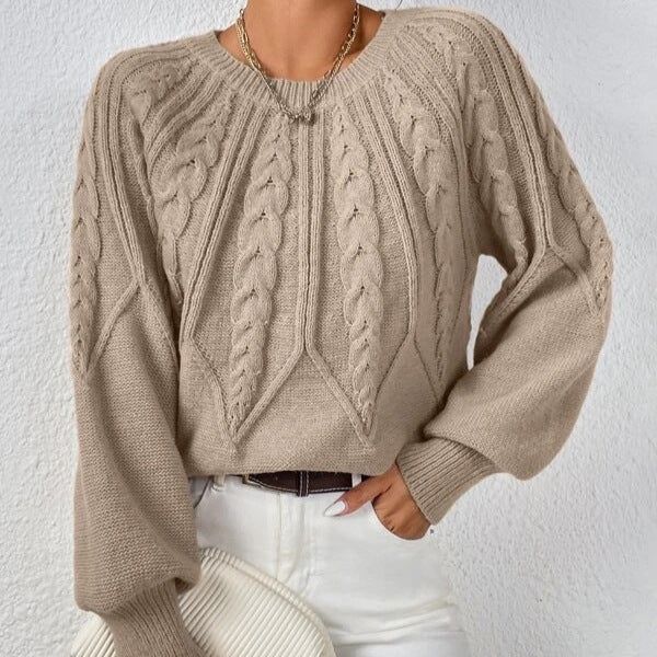 Women's Knit Sweater with Cable Knit Design