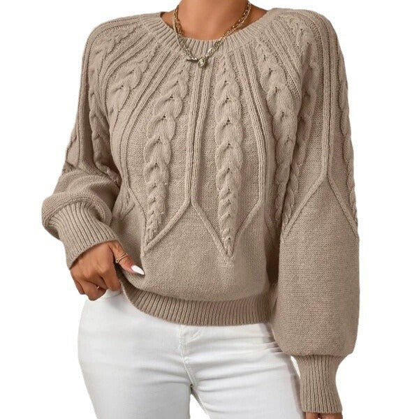 Women's Knit Sweater with Cable Knit Design