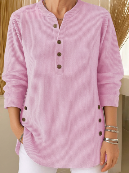 Women's Knitted Sweater with Button Detail and Flowing Cut