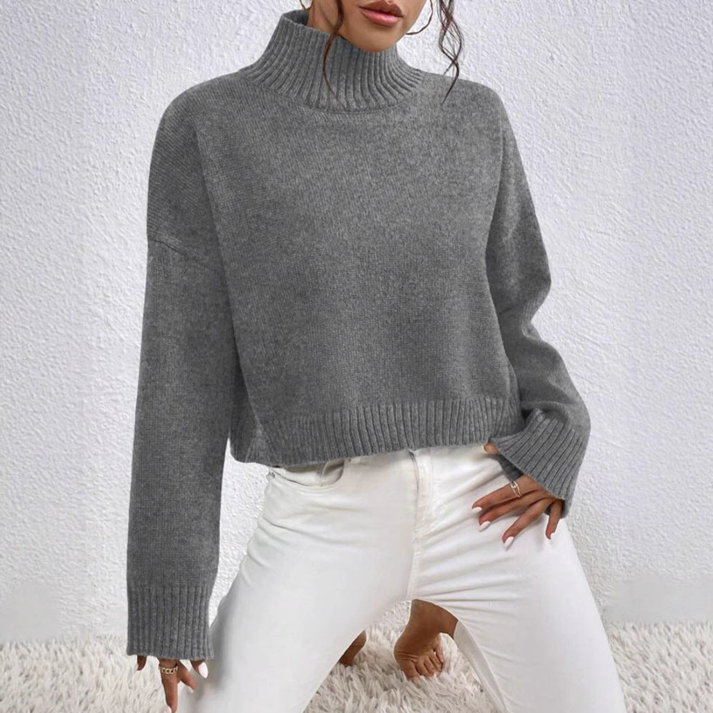 Women's Knitted Sweater with Collar Detail