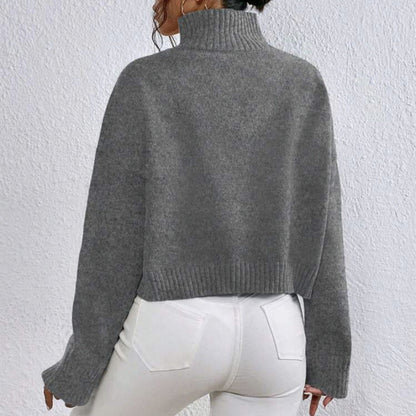 Women's Knitted Sweater with Collar Detail