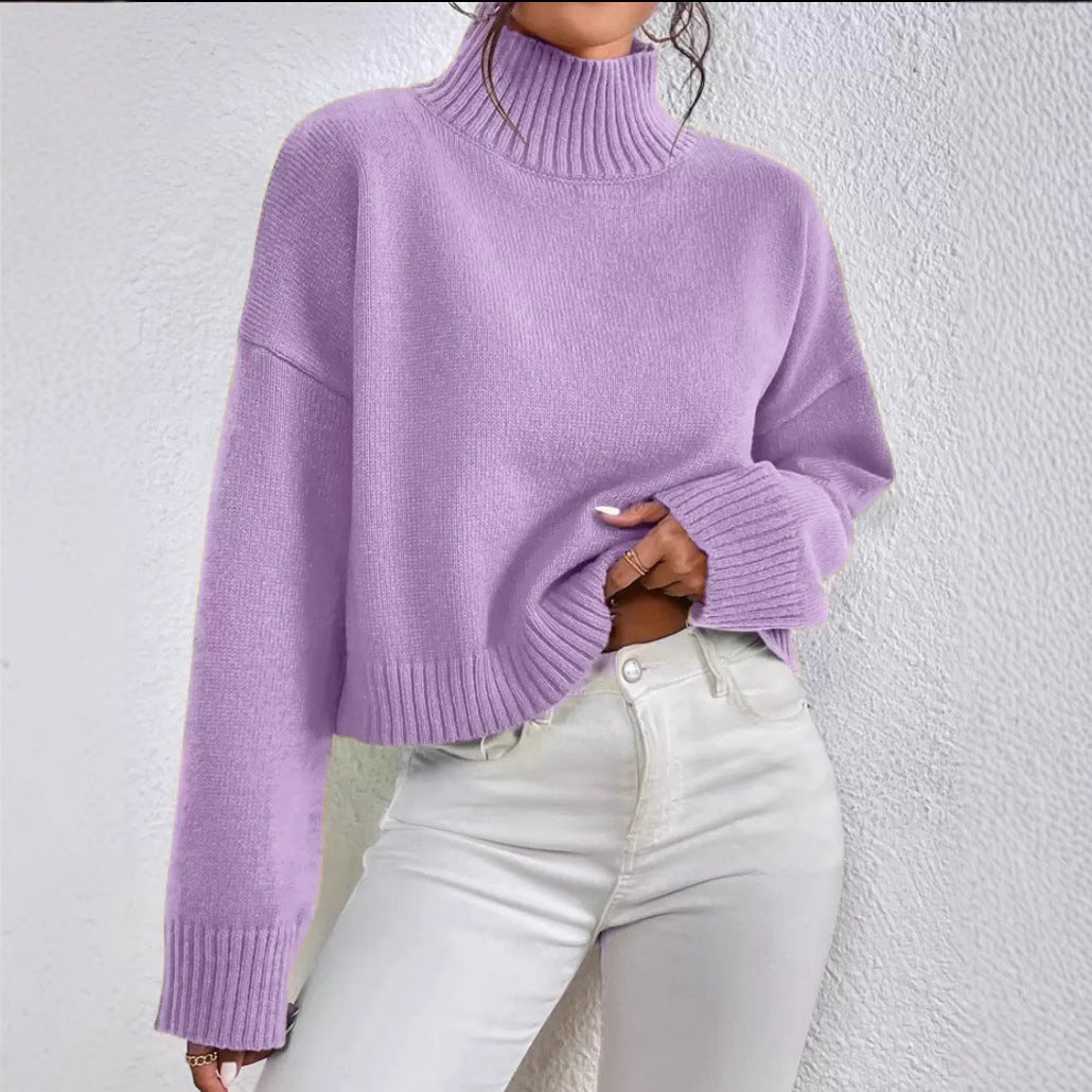 Women's Knitted Sweater with Collar Detail