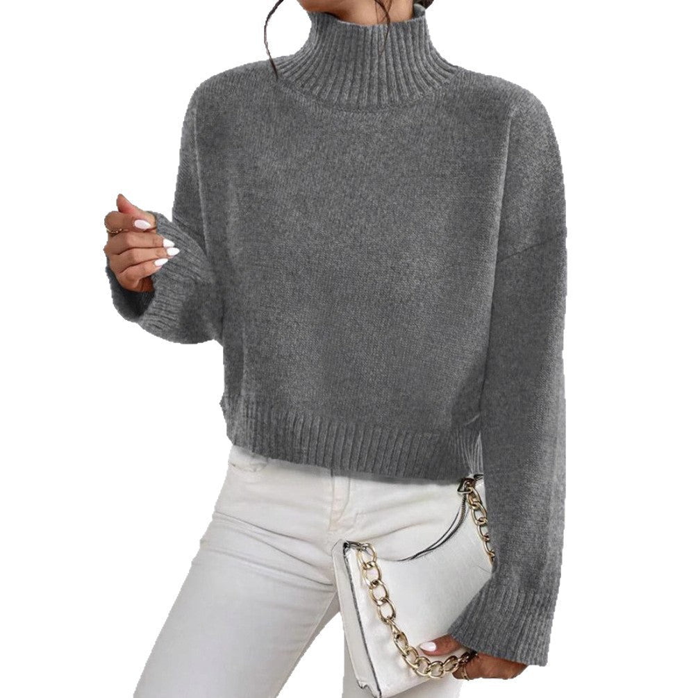 Women's Knitted Sweater with Collar Detail