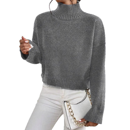 Women's Knitted Sweater with Collar Detail