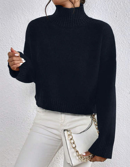 Women's Knitted Sweater with Collar Detail