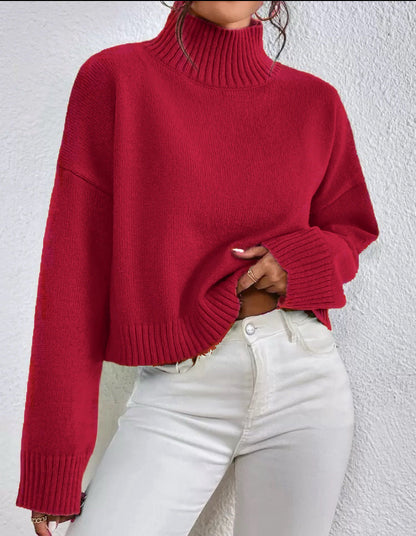 Women's Knitted Sweater with Collar Detail