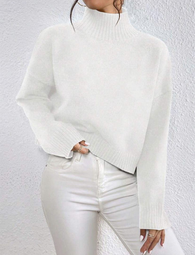 Women's Knitted Sweater with Collar Detail