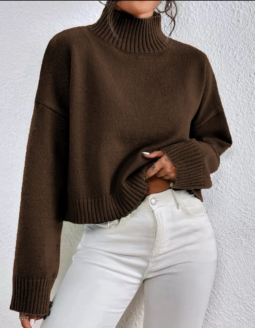 Women's Knitted Sweater with Collar Detail