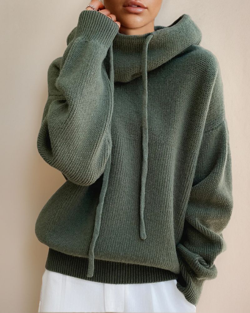 Women's Knitted Sweater with High Collar