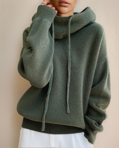 Women's Knitted Sweater with High Collar