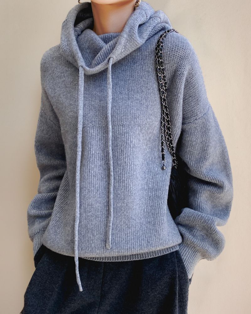 Women's Knitted Sweater with High Collar