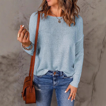 Women's Knitted Sweater with Relaxed Fit for Casual Wear