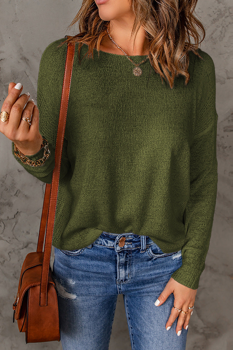 Women's Knitted Sweater with Relaxed Fit for Casual Wear
