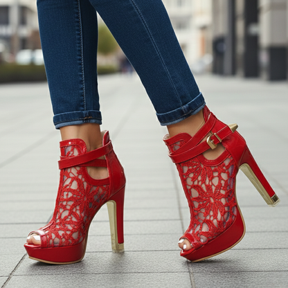 Women's Lace Heels with Cushioned Insoles