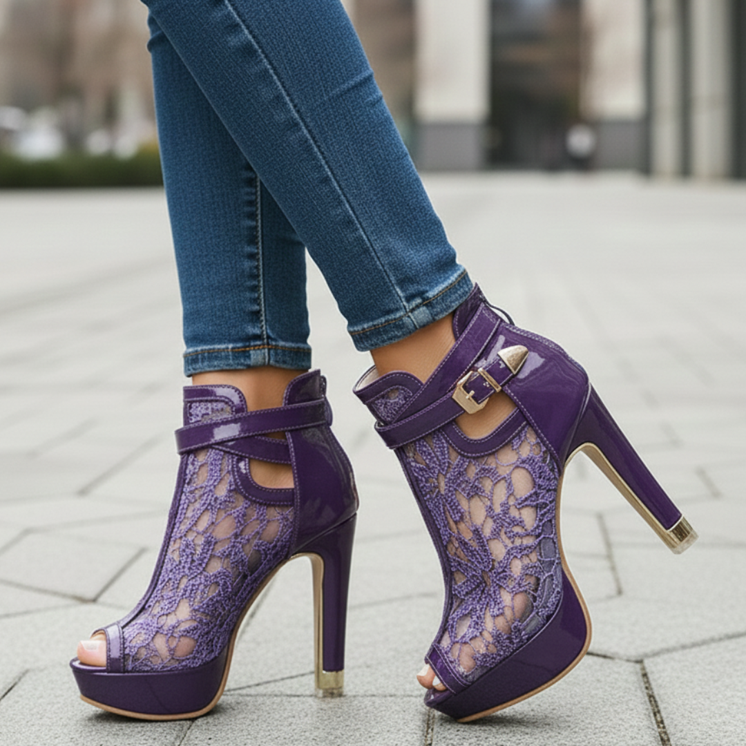 Women's Lace Heels with Cushioned Insoles