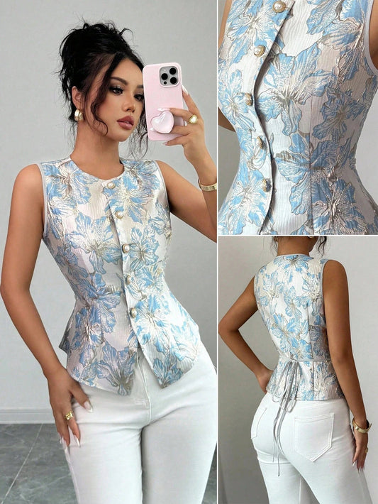 Women's Laced Detail Top with Round Neck
