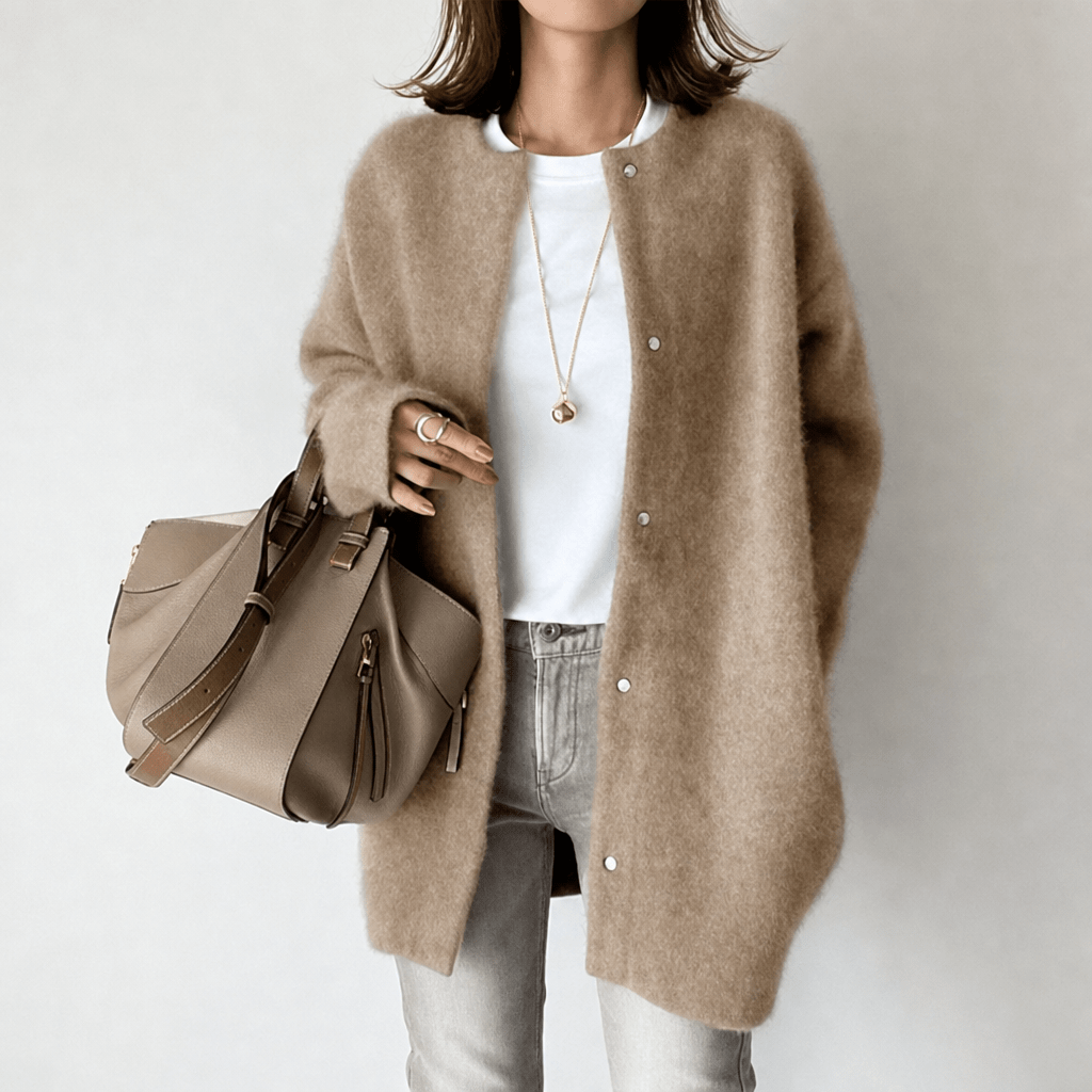 Women's Long Cardigan in Soft Knit with Button Front - Cosy Layering