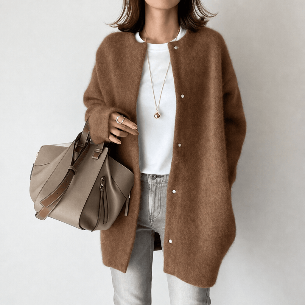 Women's Long Cardigan in Soft Knit with Button Front - Cosy Layering