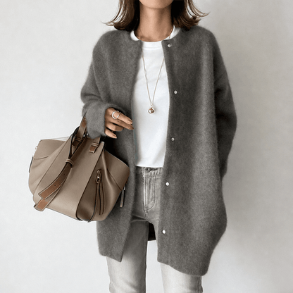 Women's Long Cardigan in Soft Knit with Button Front - Cosy Layering