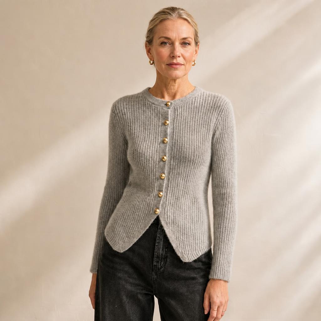 Women's Longline Knit Cardigan with Button-Down Front - Effortlessly Elegant