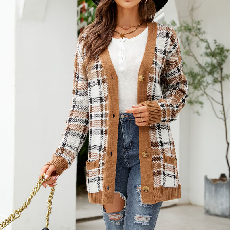 Women's Longline Knit Cardigan with Button Front Closure - Elegant Knitwear