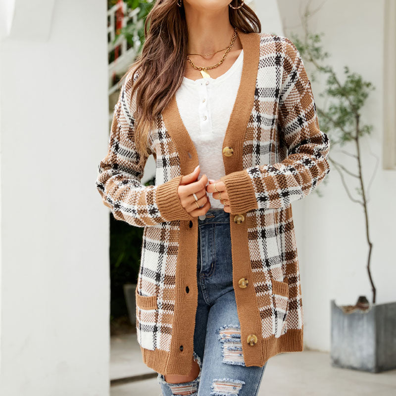 Women's Longline Knit Cardigan with Button Front Closure - Elegant Knitwear