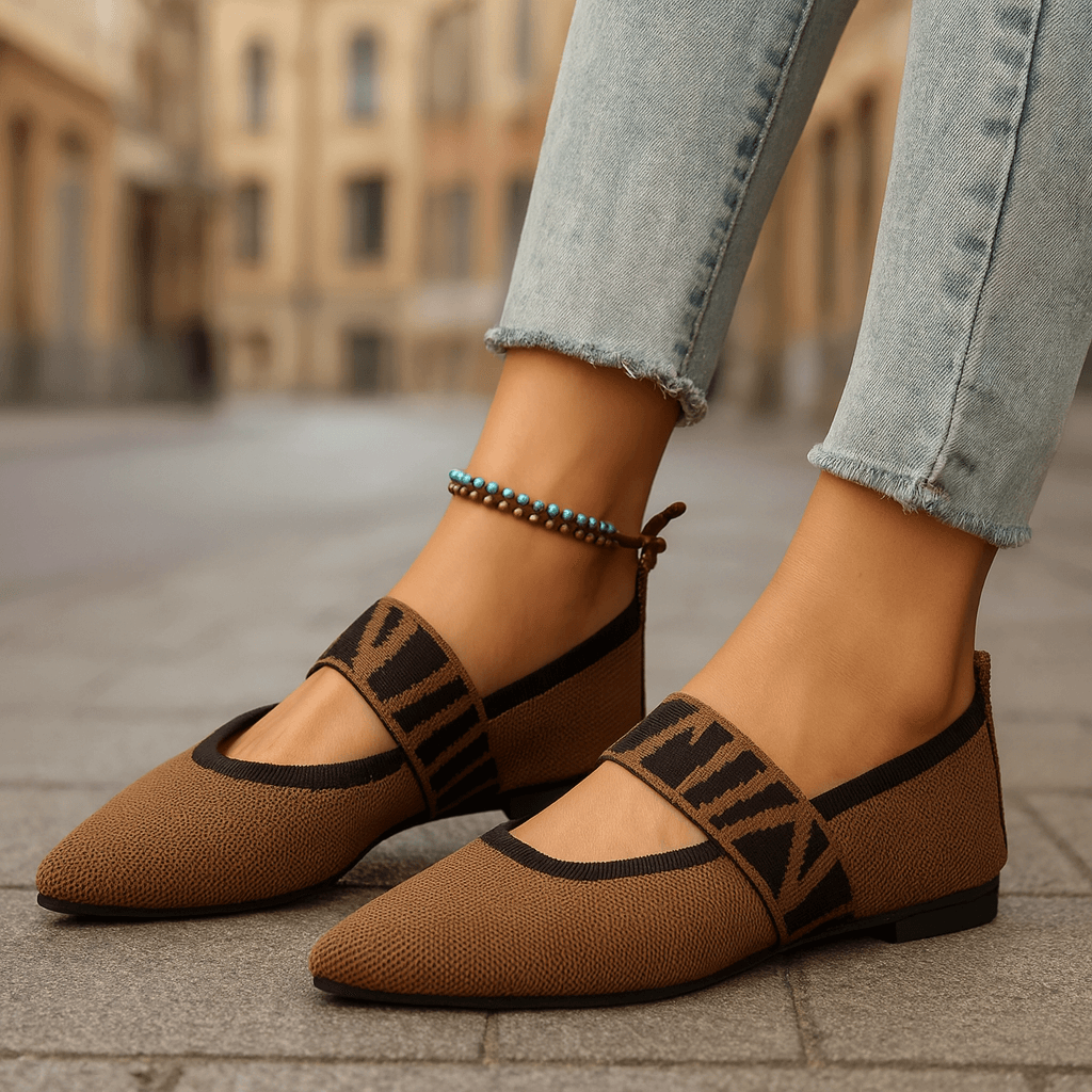 Women's Mary Jane Flats with Lightweight Knit Upper