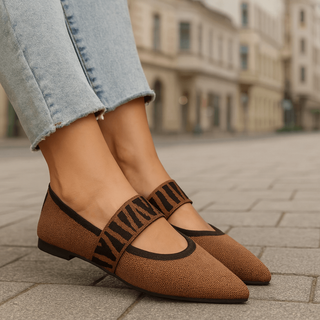 Women's Mary Jane Flats with Lightweight Knit Upper