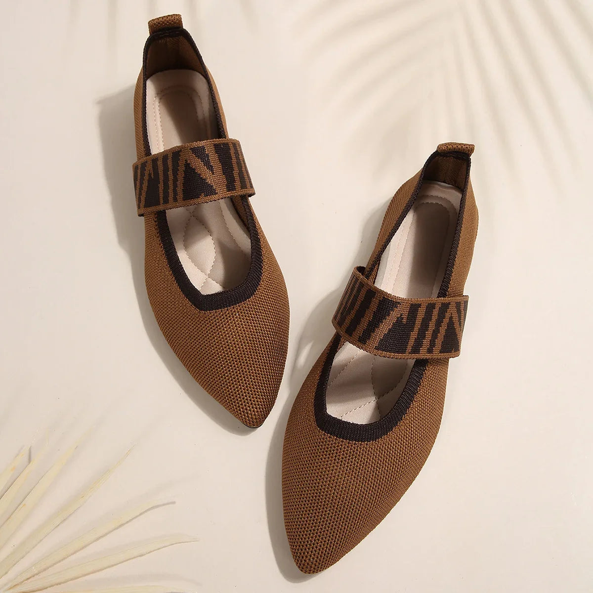 Women's Mary Jane Flats with Lightweight Knit Upper