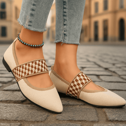 Women's Mary Jane Flats with Lightweight Knit Upper