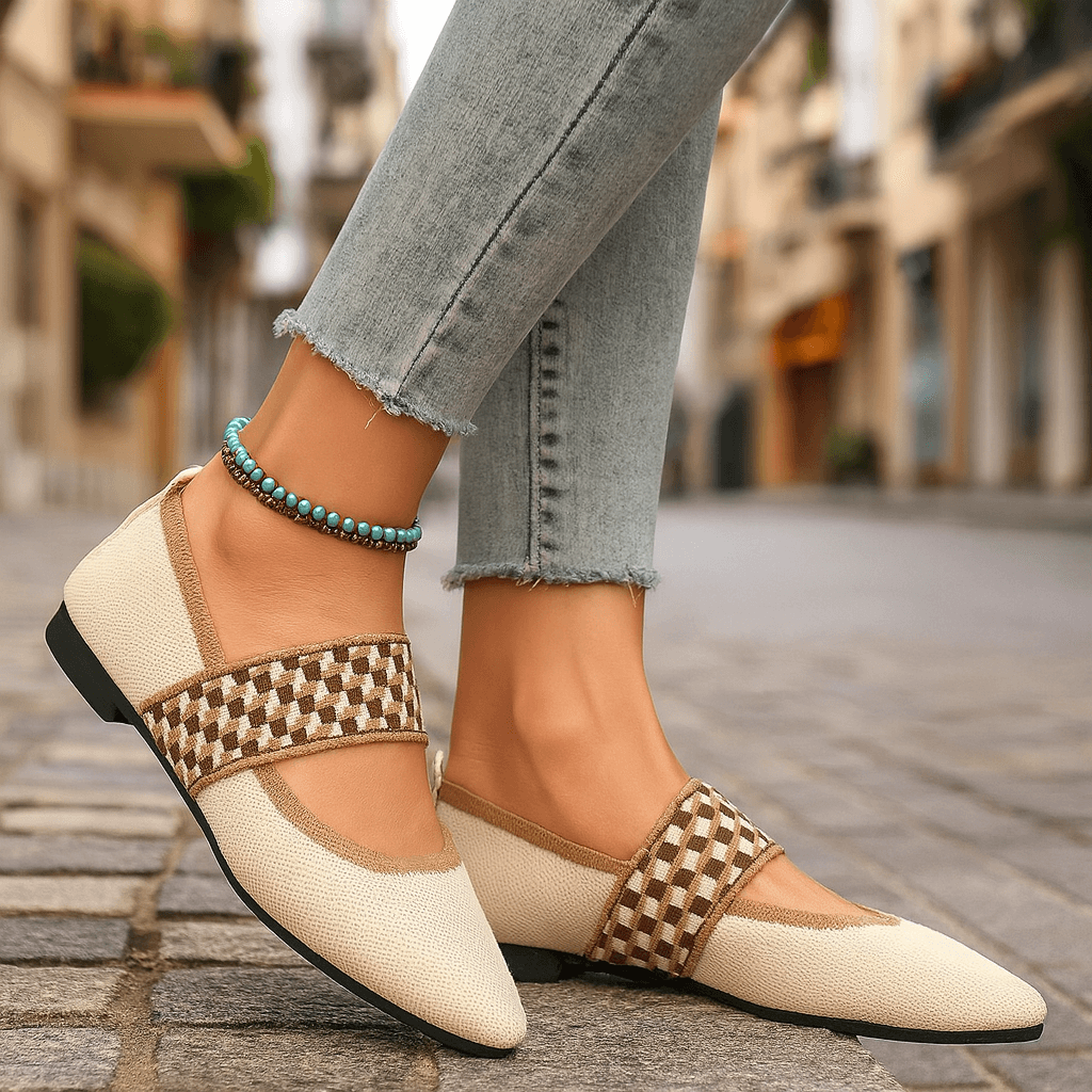 Women's Mary Jane Flats with Lightweight Knit Upper