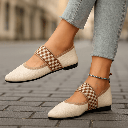 Women's Mary Jane Flats with Lightweight Knit Upper