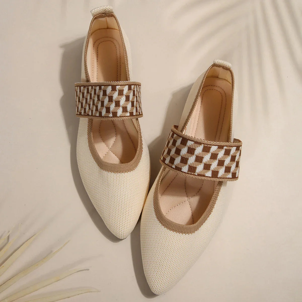 Women's Mary Jane Flats with Lightweight Knit Upper
