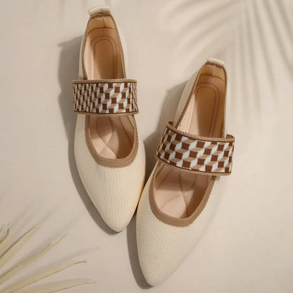 Women's Mary Jane Flats with Lightweight Knit Upper