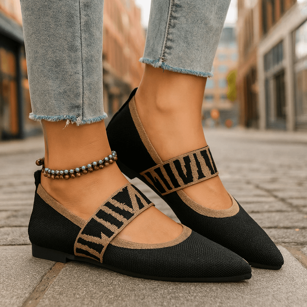 Women's Mary Jane Flats with Lightweight Knit Upper