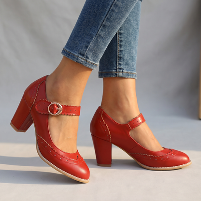Women's Mary Jane Pumps with Brogue Edges