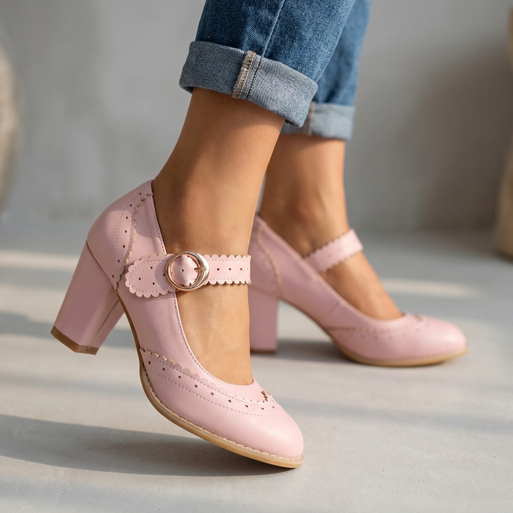 Women's Mary Jane Pumps with Brogue Edges