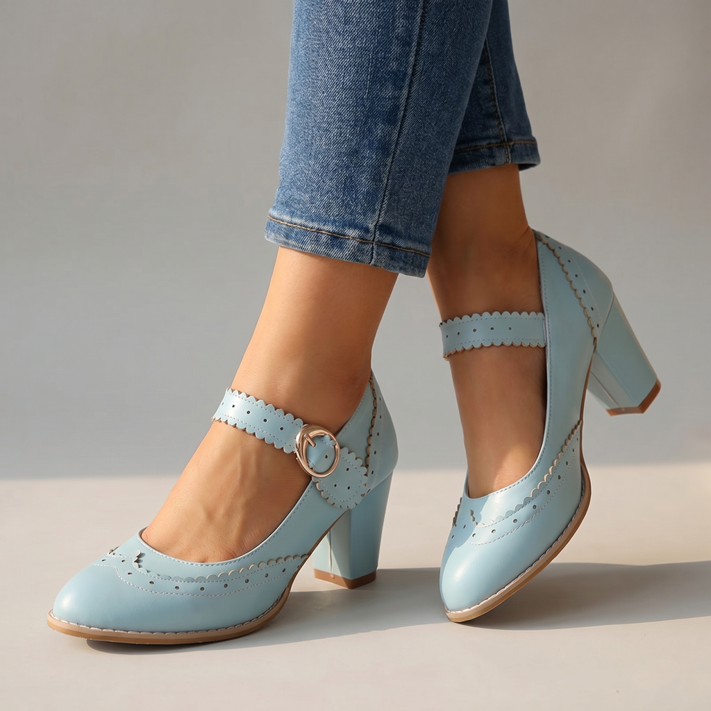 Women's Mary Jane Pumps with Brogue Edges