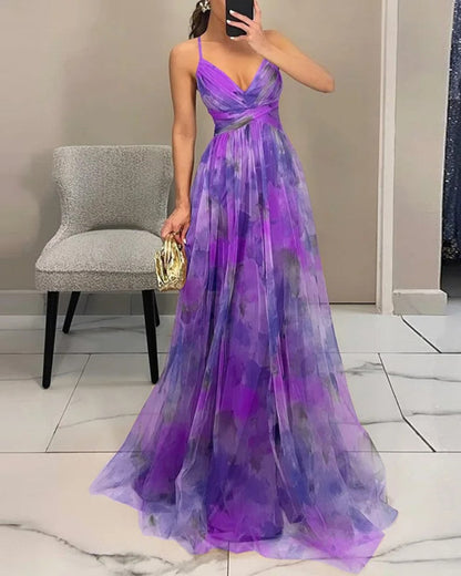 Women's Maxi Dress with Adjustable Straps and High Waist