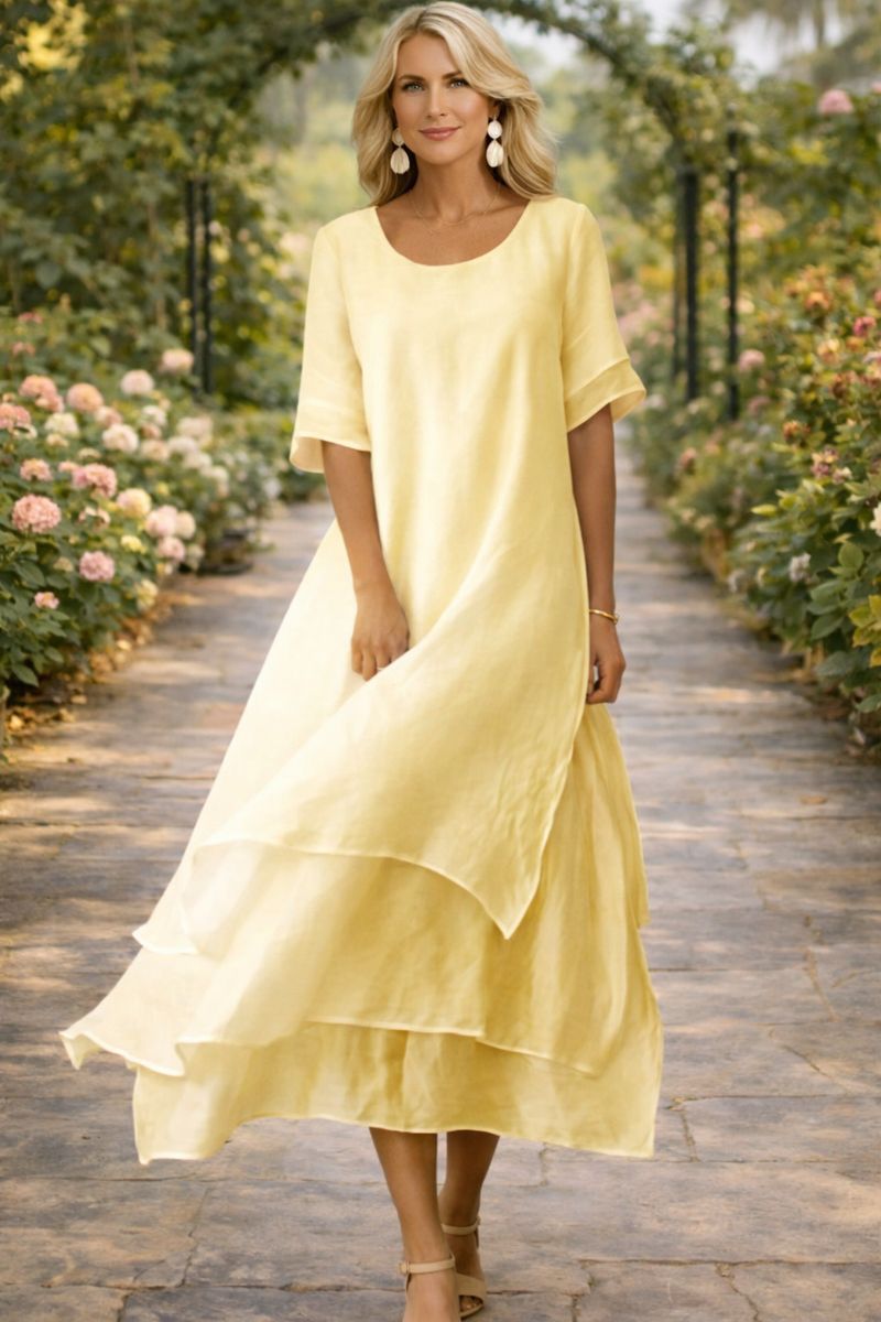 Women's Maxi Dress with Fluid Cut and Relaxed Fit