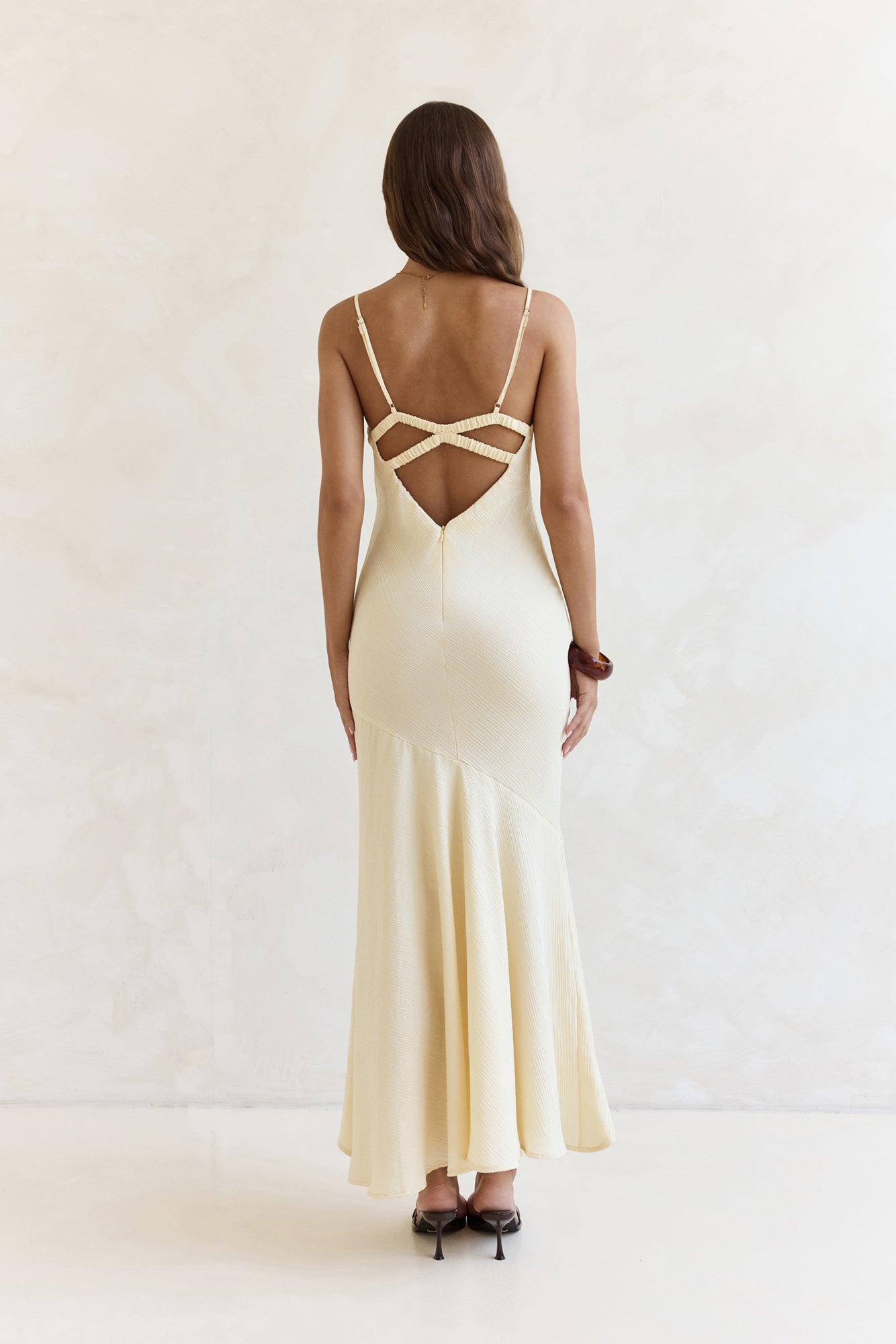 Women's Maxi Dress with V-Neck and Asymmetrical Hem