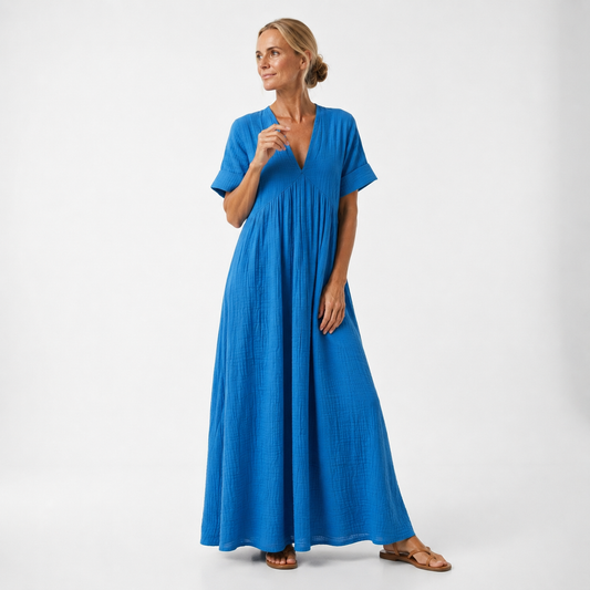 Women's Maxi Dress with V-Neck and Flowing Cut