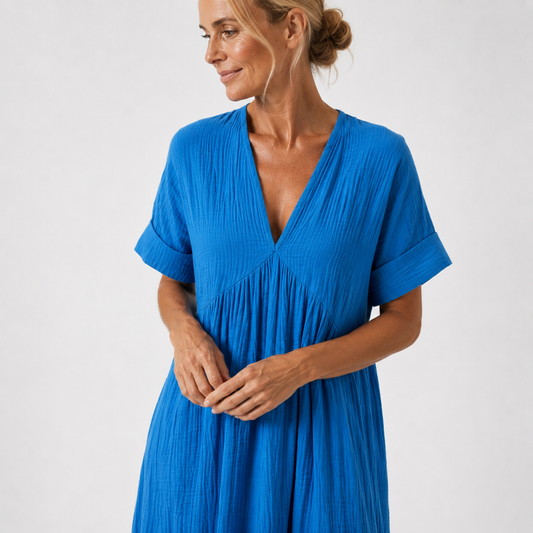 Women's Maxi Dress with V-Neck and Flowing Cut
