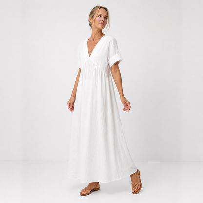 Women's Maxi Dress with V-Neck and Flowing Cut